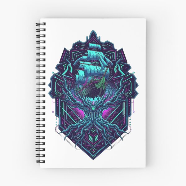 Item preview,  Cyberpunk Fantasy Ship – Neon Pirate Emblem & Arcane Tech Tree designed and sold by Dzblack.
