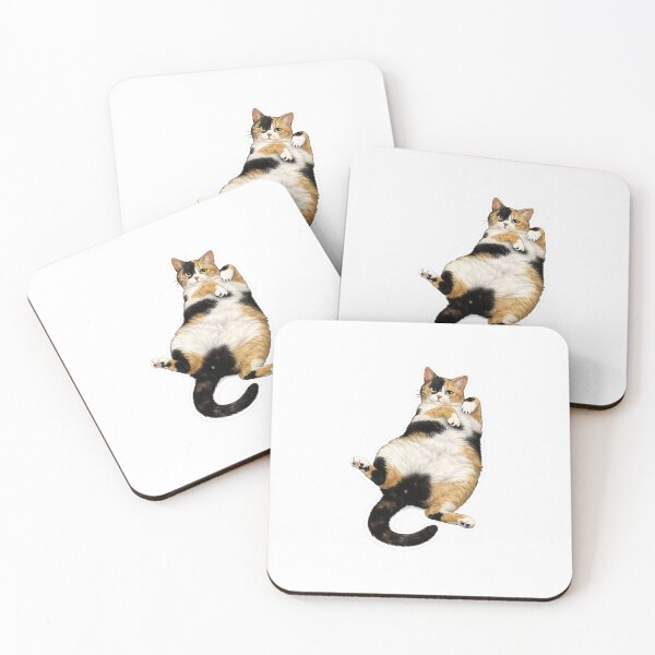 Item preview, Chubby Calico Cat Sticker – Cute Lazy Belly-Up Kitty designed and sold by jensenlovescats.