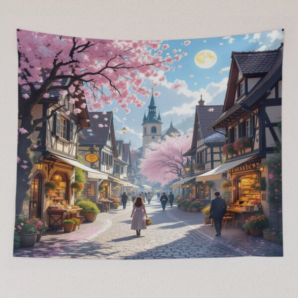 Item preview, Dreamlike Tiny Village Landscape with Magic and Surreal Miniature Vibes designed and sold by FotoworldEdel.
