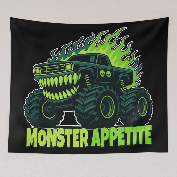 Item preview, Monster Truck Horror Flame - Aggressive Creature Truck Illustration designed and sold by AmazingEG.
