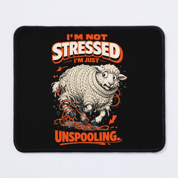 Item preview, I'm Not Stressed I'm Just Unspooling Funny Sheep Knitting Pun - Relatable Mental Health Humor and Cute Unraveling Wool Sweater Illustration for Knitters and Stressed Humans designed and sold by Vivaan Studio.
