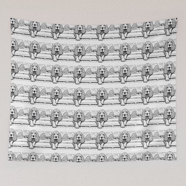 Item preview, Cocker spaniel Line Art Illustration – Black and White Outline, designed and sold by Coolparrotgirl.