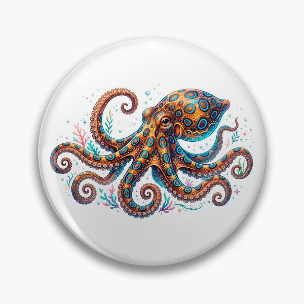 Artikelvorschau, Abbildung des Blaugeringelten Oktopus entworfen und verkauft von Chaoscience.