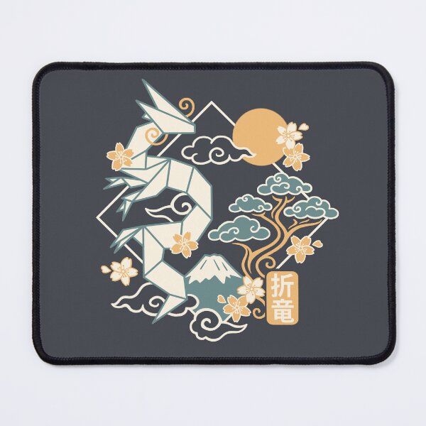 Item preview, Geometric Origami Dragon - Mount Fuji and Japanese Clouds Aesthetic designed and sold by NemiMakeit.