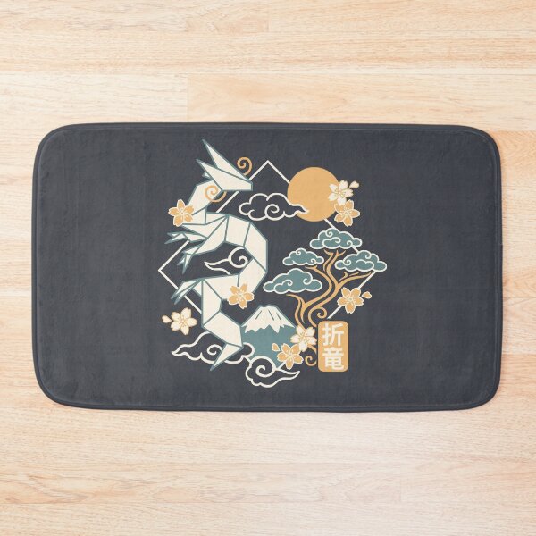 Item preview, Geometric Origami Dragon - Mount Fuji and Japanese Clouds Aesthetic designed and sold by NemiMakeit.