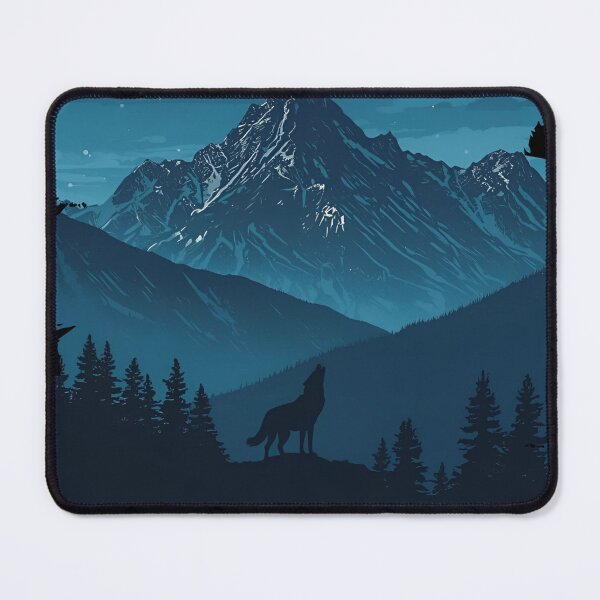 Item preview, Mountain landscape at night, full moon and a single wolf howling Embrace the Night 4 designed and sold by Neon G.