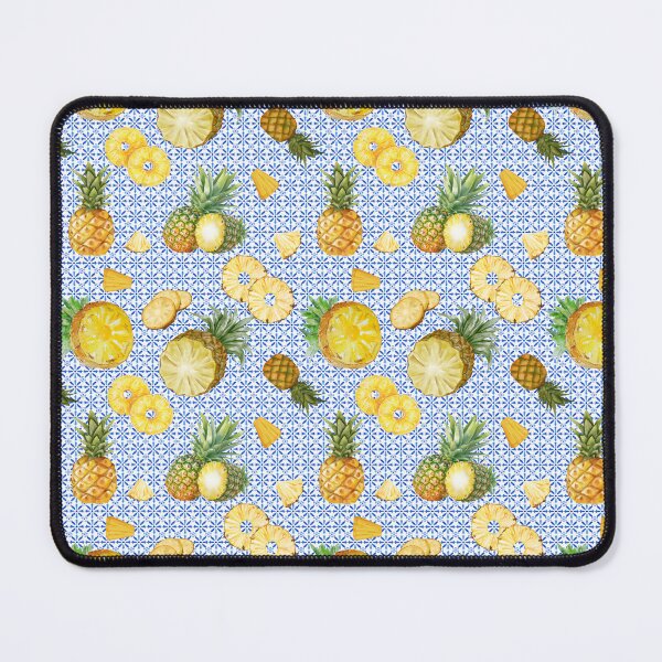 Item preview, Colorful Tropical Fruit. Watercolor Pineapple with Blue and White Tile Pattern designed and sold by ottrain.