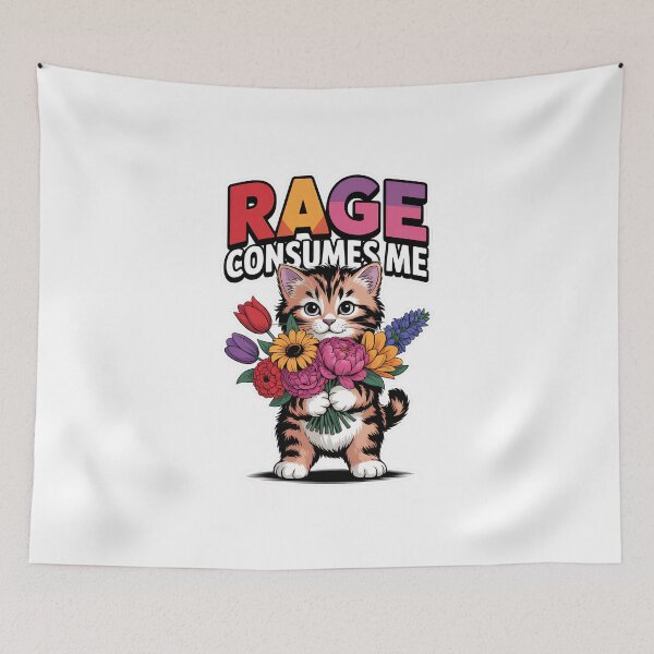 Item preview, Cute Cat Rage Consumes Me – Funny Cat Meme – Cute Kitty Flower designed and sold by SEBANOX.