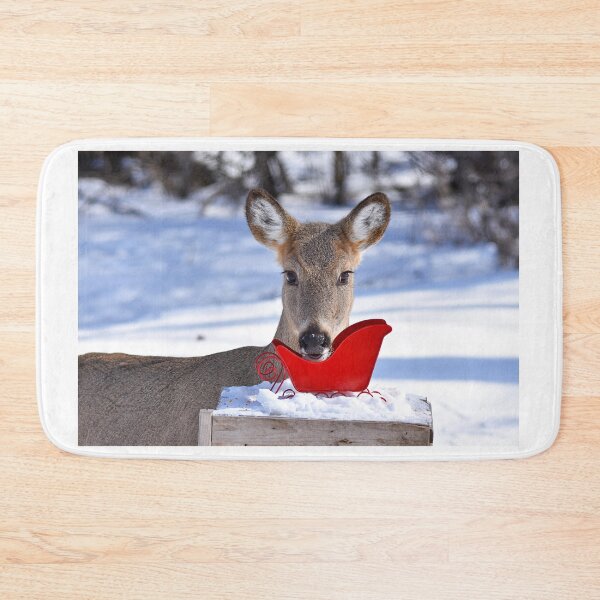 Item preview, Doe eating bird seed out of a sleigh designed and sold by NicoleFrederick.