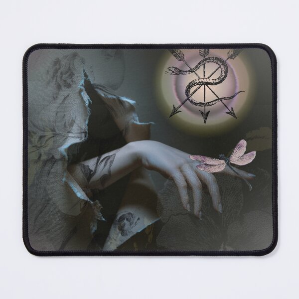 Item preview, Dark Floral Collage-Dragonfly Landing on a hand designed and sold by mooncakekaro.