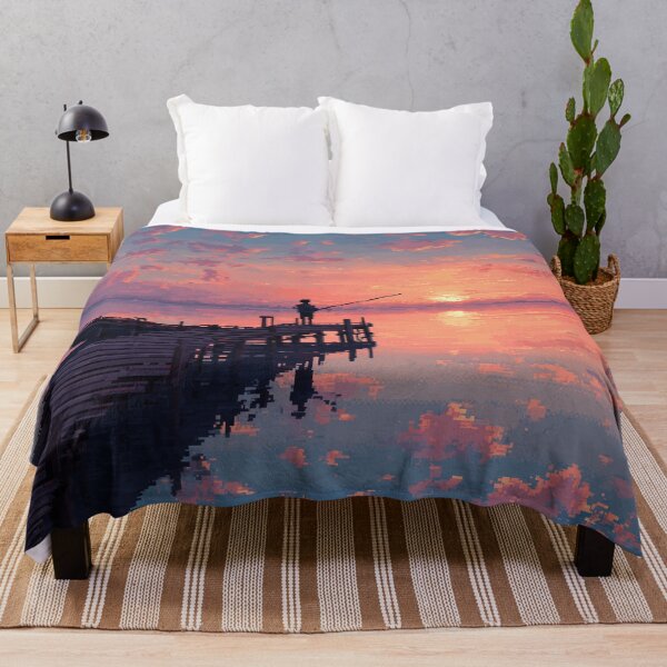 Item preview, Retro Pixel Art Fisherman at Dawn designed and sold by Rtymer.