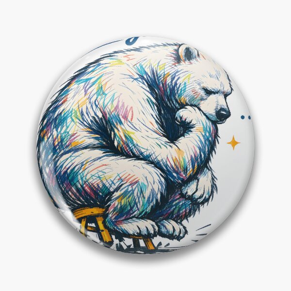 Item preview, Maurice the Vibe Existential Bear Heavy Thoughts Light Load Sketchy Art - Funny Animal Philosophy Aesthetic, Thinking Polar Bear on Tiny Stool Pencil Drawing Illustration for Deep Thinkers designed and sold by Vivaan Studio.