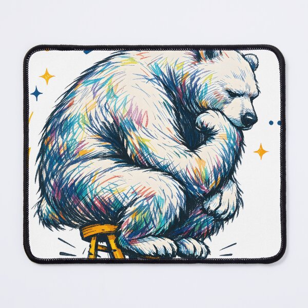Item preview, Maurice the Vibe Existential Bear Heavy Thoughts Light Load Sketchy Art - Funny Animal Philosophy Aesthetic, Thinking Polar Bear on Tiny Stool Pencil Drawing Illustration for Deep Thinkers designed and sold by Vivaan Studio.