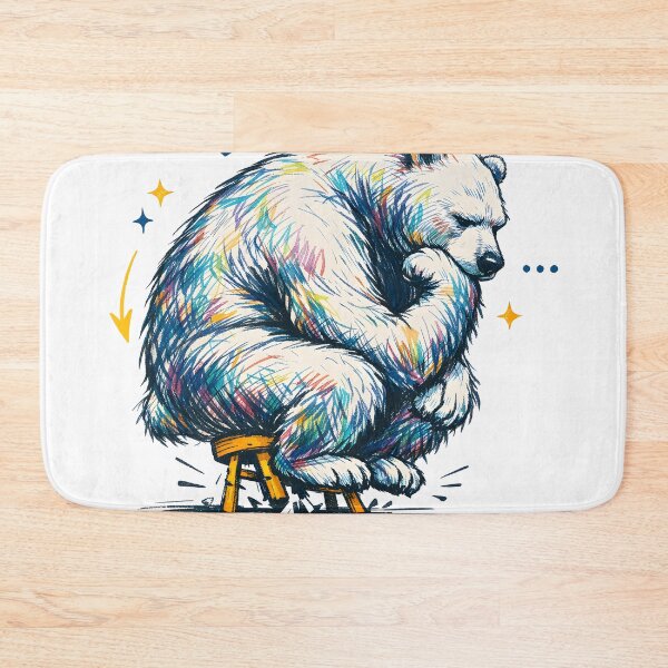 Item preview, Maurice the Vibe Existential Bear Heavy Thoughts Light Load Sketchy Art - Funny Animal Philosophy Aesthetic, Thinking Polar Bear on Tiny Stool Pencil Drawing Illustration for Deep Thinkers designed and sold by Vivaan Studio.