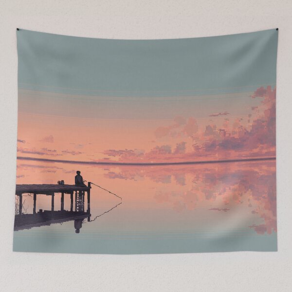 Item preview, Retro Pixel Art Fisherman at Dawn designed and sold by Rtymer.