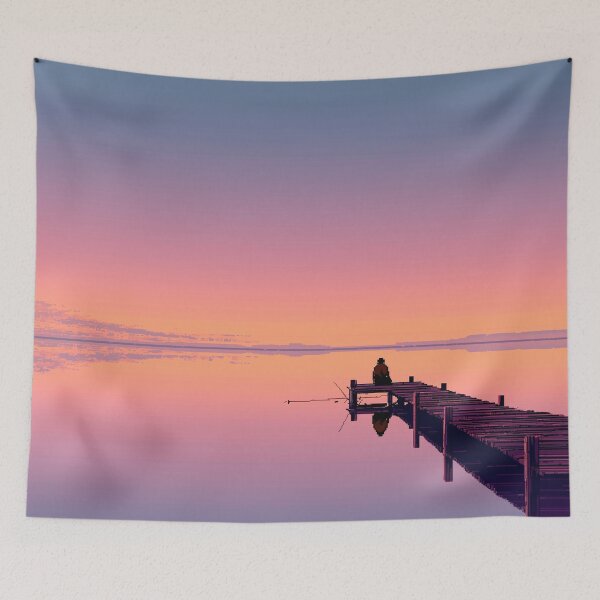 Item preview, Retro Pixel Art Fisherman at Dawn designed and sold by Rtymer.