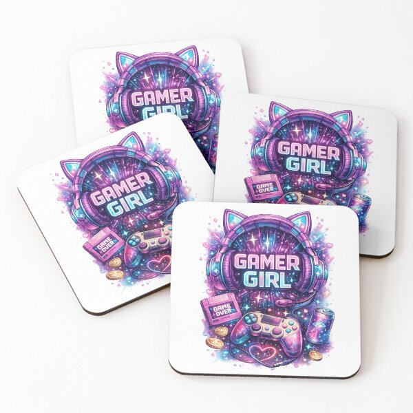 Item preview, Neon Gamer Girl – Retro Gaming Aesthetic with Cat Ear Headphones designed and sold by ProDesigns-KM.