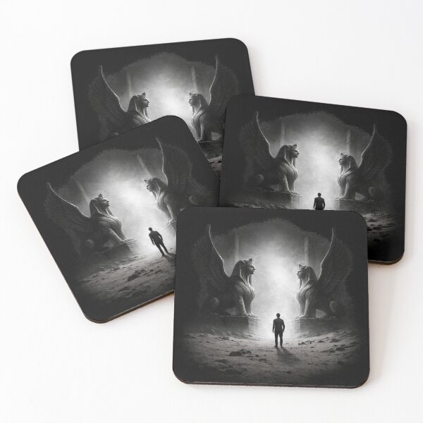 Item preview, Sphinx Gate of Judgment – Dark Mythical Minimal Art Design designed and sold by DanRoseMind.