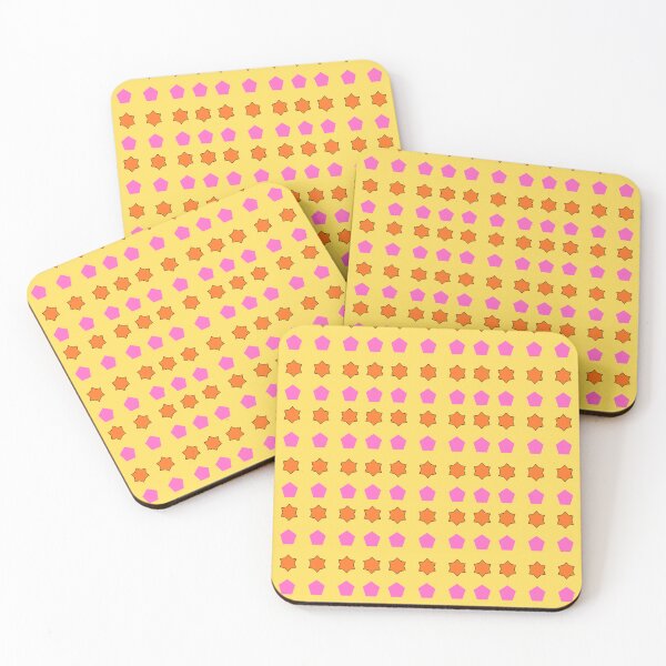 Item preview, Salmon Stars and Pink Pentagons on Yellow background pattern designed and sold by fev-rocks.