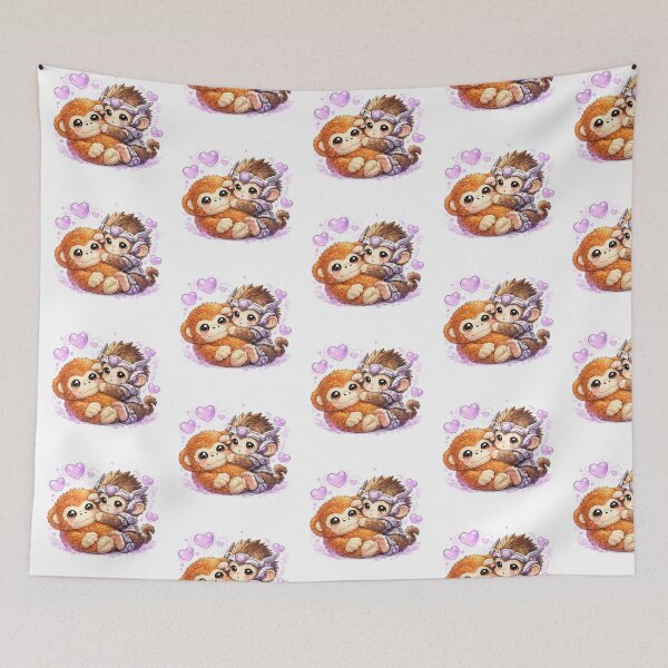 Item preview, Cute Punch Baby Monkey Hugging Orangutan Plushie | Cute Macaque   designed and sold by t-patterns.