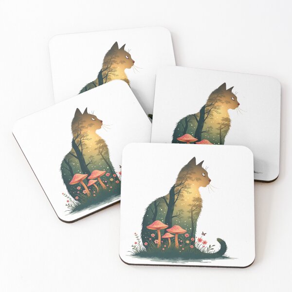 Item preview, Mystical Cat Silhouette Enchanted Flora Garden designed and sold by The Design Asset Station.