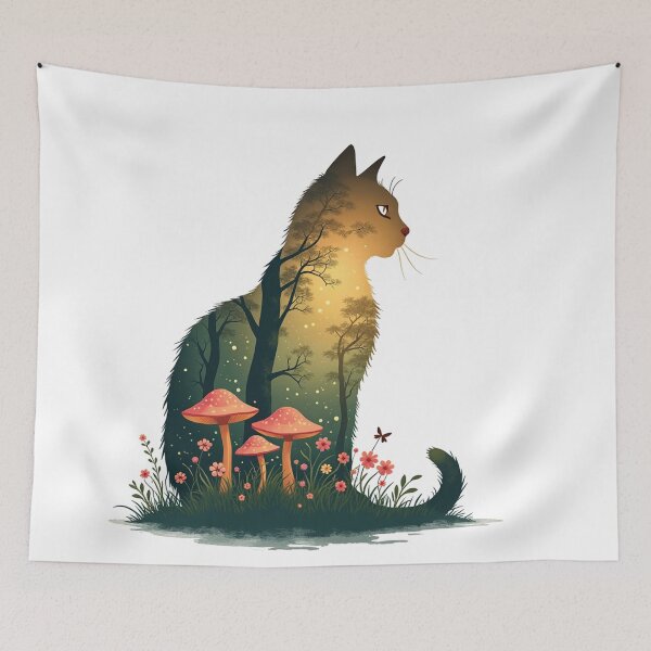 Item preview, Mystical Cat Silhouette Enchanted Flora Garden designed and sold by The Design Asset Station.