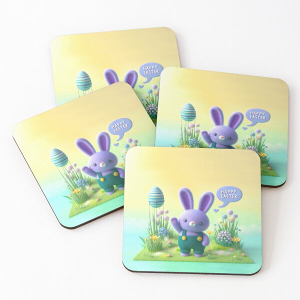 Item preview, 3D easter rabbit standing on grass with egg for happy holiday designed and sold by ideandesign.