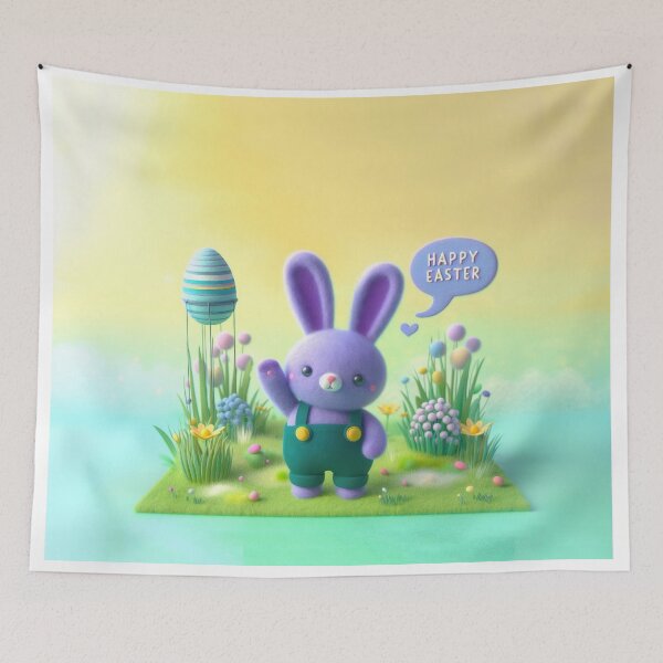 Item preview, 3D easter rabbit standing on grass with egg for happy holiday designed and sold by ideandesign.