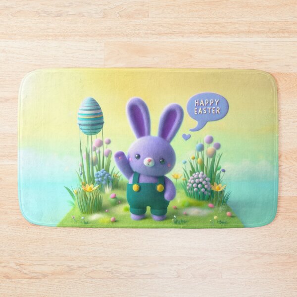 Item preview, 3D easter rabbit standing on grass with egg for happy holiday designed and sold by ideandesign.