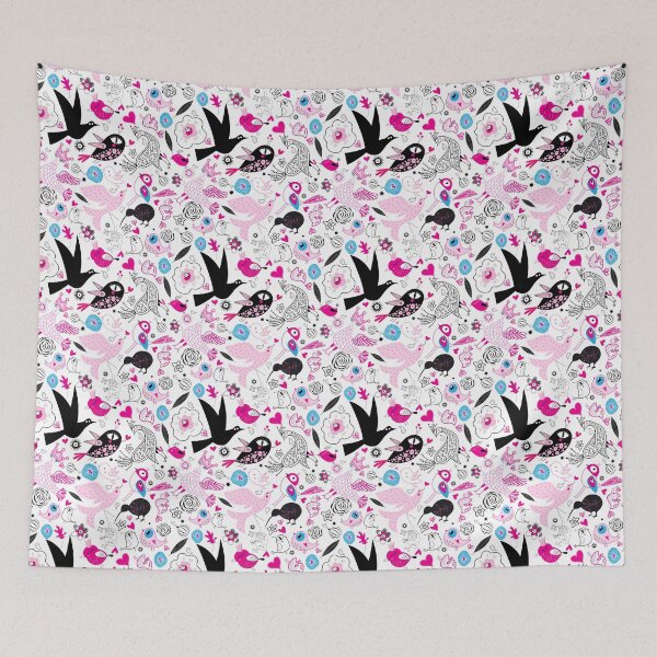 Item preview, Seamless multi-colored pattern of enamored birds designed and sold by Tanor.