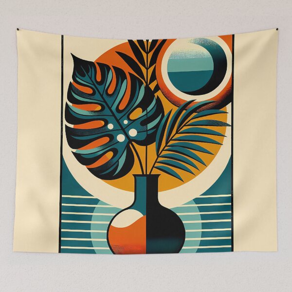 Item preview, Geometric Tropical Leaves in Vase designed and sold by InkSmithery.