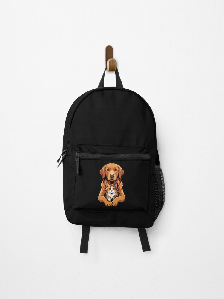 Thumbnail 1 of 3, Backpack, Dog holds cat designed and sold by ReneMM.