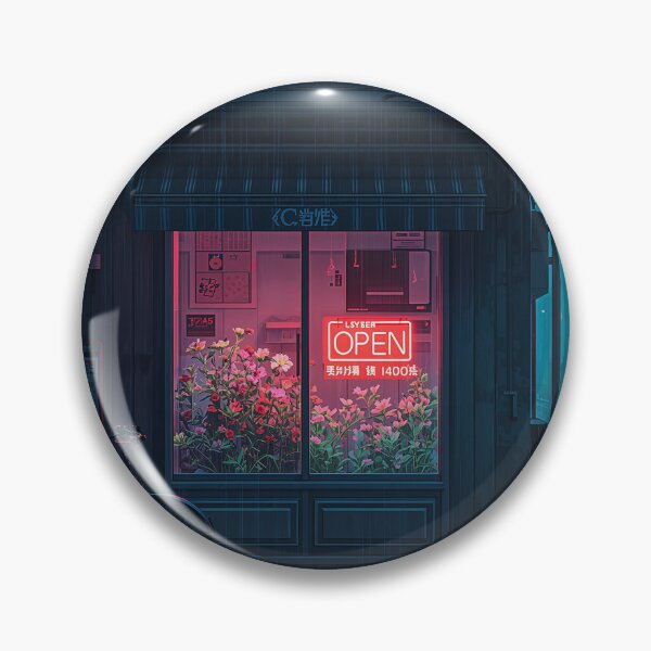 Item preview, Bioluminescent Flower Shop Rainy Cyberpunk Night Art designed and sold by Kynura.