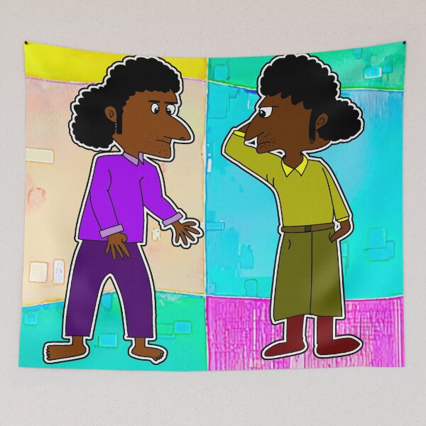 Item preview, "Twin Characters in Vibrant Abstract Background" designed and sold by nighttime1990.