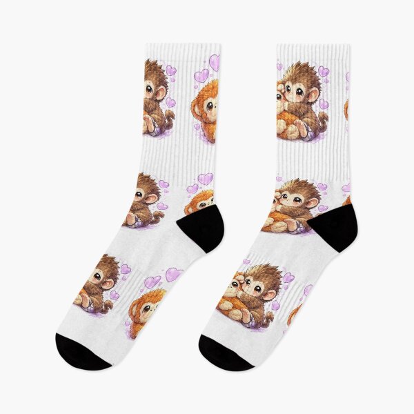 Item preview, Cute Punch Baby Monkey Hugging Orangutan Plushie | Cute Macaque   designed and sold by t-patterns.
