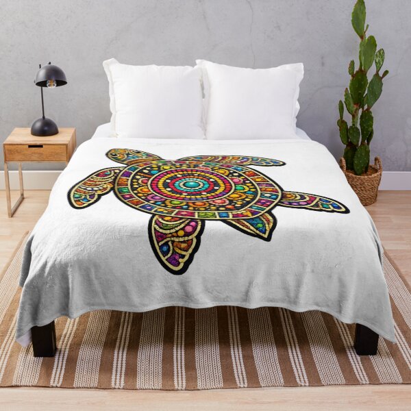 Item preview, Colorful Ocean Turtle Dot Art – Tribal Mandala Sea Life Design designed and sold by ArcticFoxStudio.