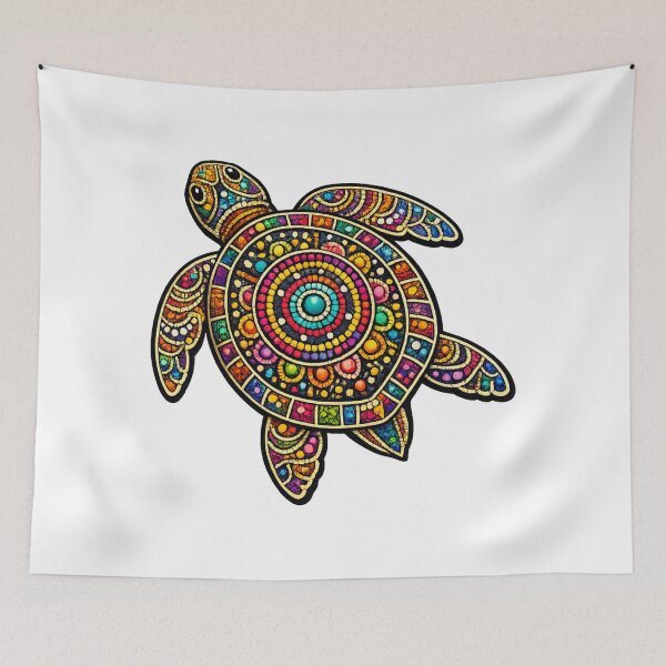 Item preview, Colorful Ocean Turtle Dot Art – Tribal Mandala Sea Life Design designed and sold by ArcticFoxStudio.