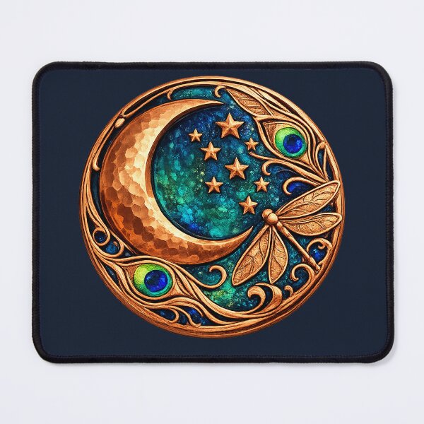Item preview, Celestial Dragonfly & Moonlit Peacock Medallion designed and sold by SasmitaStudioCo.
