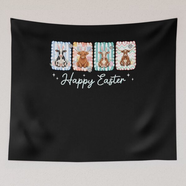 Item preview, Highland Cow Happy Easter Day Cute Bunny Heifer Cow Stamp designed and sold by Boutkimaewab.