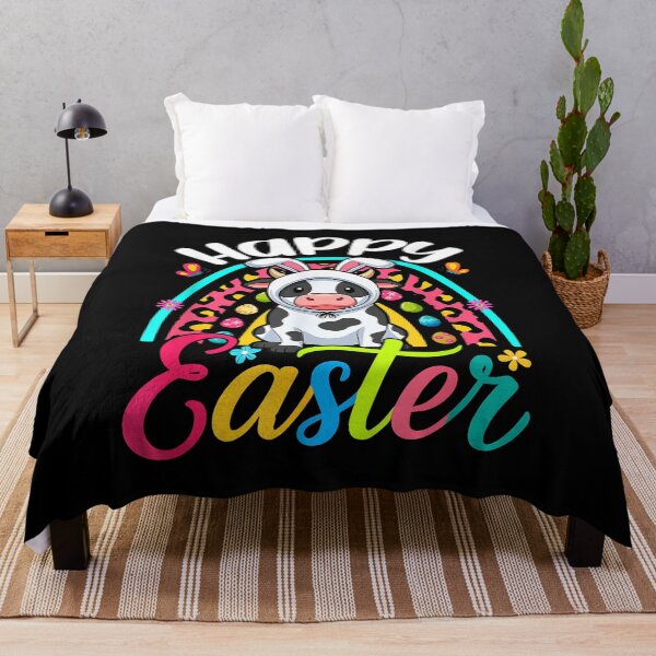 Item preview, Happy Easter Cow Cosplay Bunny Colorful Eggs Rainbow designed and sold by Boutkimaewab.