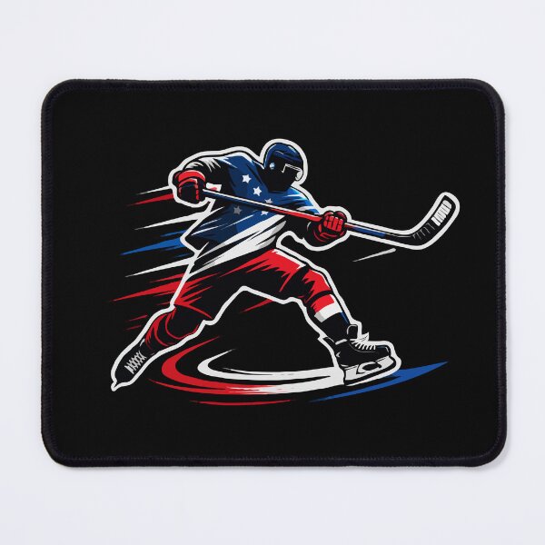 Item preview, USA Hockey Slapshot Silhouette – Patriotic Red White Blue Sports Graphic designed and sold by Custom Crest.