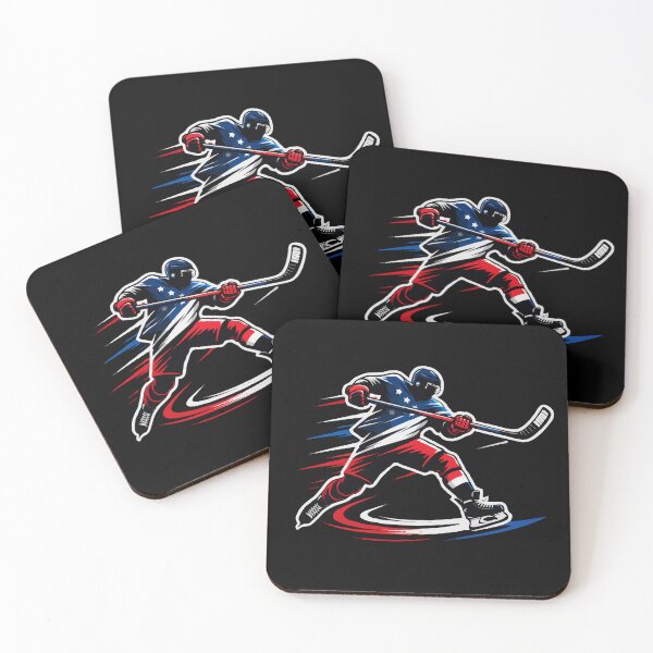Item preview, USA Hockey Slapshot Silhouette – Patriotic Red White Blue Sports Graphic designed and sold by Custom Crest.