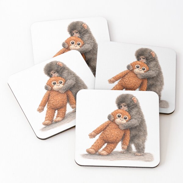 Item preview, Cute Punch Baby Monkey Hugging Orangutan Plushie | Cute Macaque   designed and sold by t-patterns.