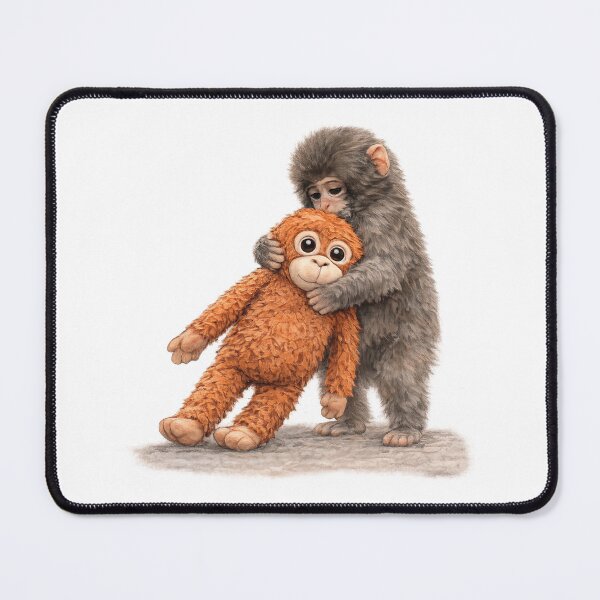 Item preview, Cute Punch Baby Monkey Hugging Orangutan Plushie | Cute Macaque designed and sold by t-patterns.