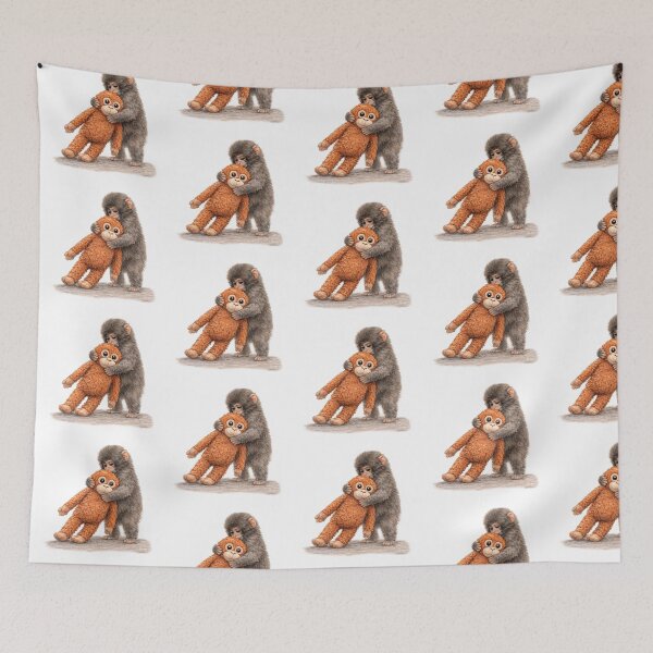 Item preview, Cute Punch Baby Monkey Hugging Orangutan Plushie | Cute Macaque   designed and sold by t-patterns.