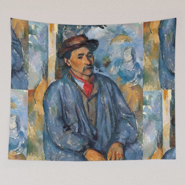 Item preview, Man in a Blue Smock by Paul Cézanne: Post Impressionist Portrait Print designed and sold by artofuniverse.