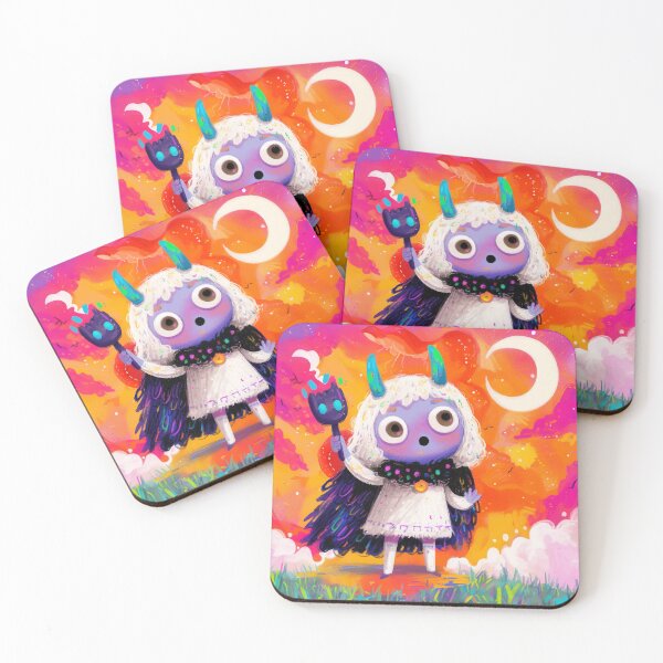 Item preview, Neon Kawaii Monster Under Crescent Moon designed and sold by bubblegoth.