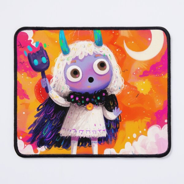 Item preview, Neon Kawaii Monster Under Crescent Moon designed and sold by bubblegoth.