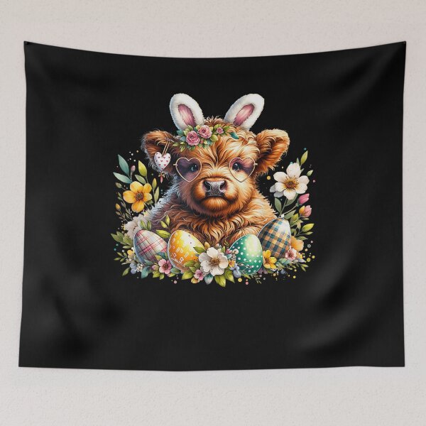 Item preview, Highland Cow Easter Bunny Moo Basket Egg Floral Women Girls designed and sold by Boutkimaewab.