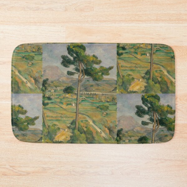 Aperçu de l'œuvre La montagne Sainte-Victoire et le viaduc de Paul Cézanne : Affiche de paysage serein créée et vendue par artofuniverse.